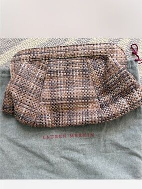 Lauren Merkin Woven Leather Clutch in Tan Brown